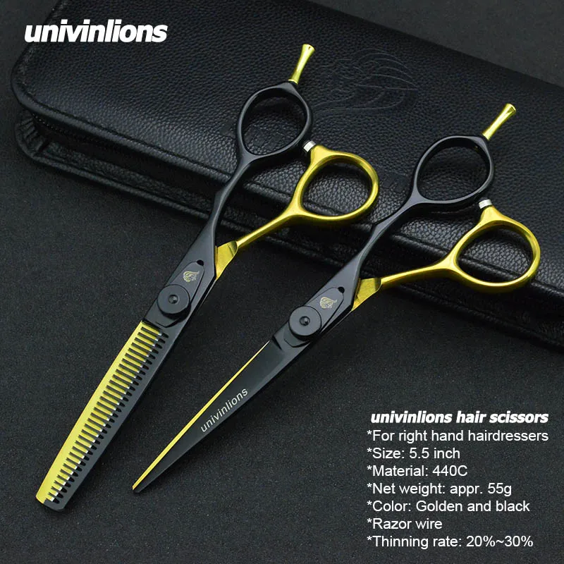 5.5/6" black gold barber hair scissors hairdressing scissors professional hair scisor barber supplies shears gift japan haircut