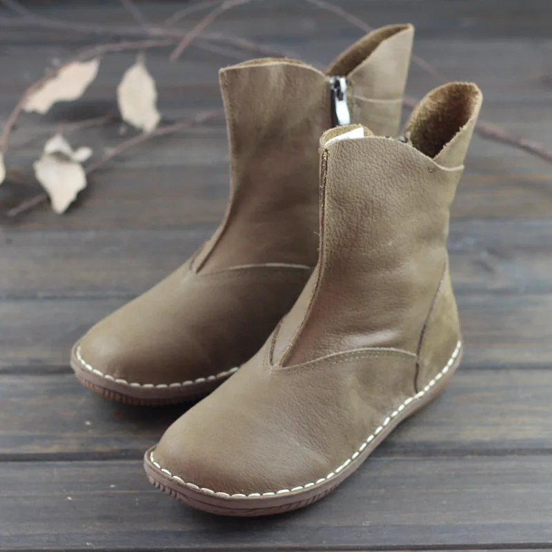 

Shoes Woman Boots 100% Authentic Leather Women Ankle Boots Female Winter Shoes Zip Slip on Women's Half-boots (500680-3)