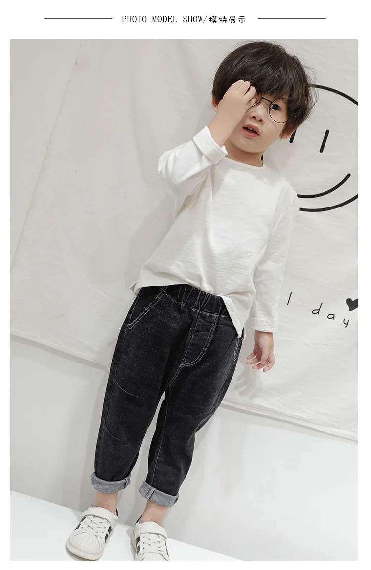 Зимние теплые штаны для мальчиков от 2 до 6 лет, повседневные джинсы с бархатной подкладкой для малышей, Enfant Garcon, детские брюки, KF979