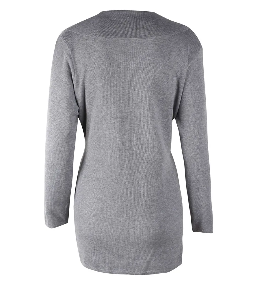 Gladiolus Fashion 2018 Autumn Winter Sweater Women Long Sleeve Turn-Down Collar Belt Tunic Women Knitted Sweater Long Cardigan  (23)