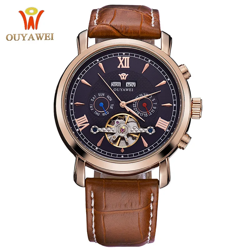 

Automatic Mechanical Watch Men Tourbillon Business Gold Alloy Waterproof Watch Luxury Brand High Quality Watches Dropshipping