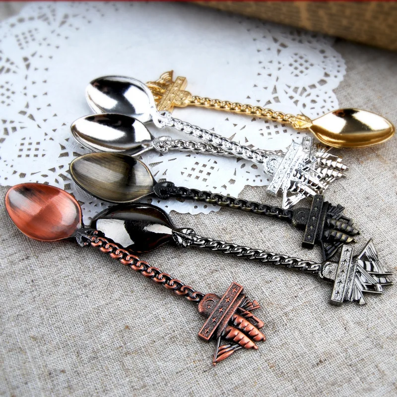 24pcs Metal Mini Dessert spoons Copper,bronze,Sliver,Gold Navy Sailing