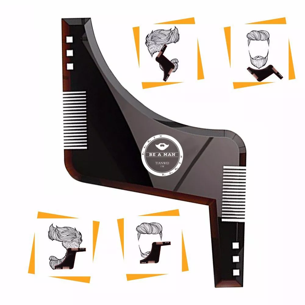 New Fashion Beard Styling Shaping Template Comb New Barber Tool Symmetry Trimming Shaper Stencil 3 Colors Optional new gentlemen mustache modeling template double sided beard trimmer comb styling comb stainless steel beard shaping tools