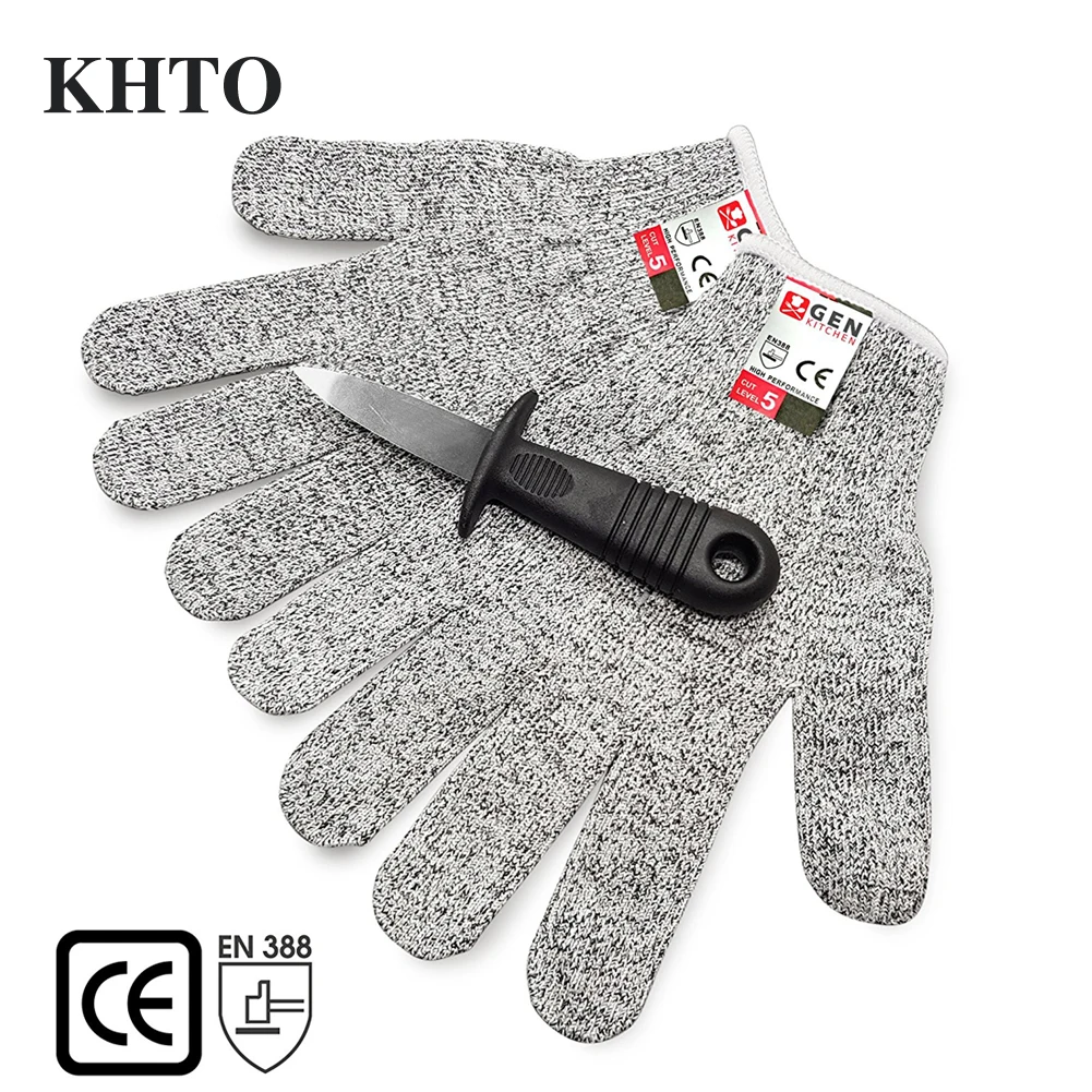 

KHTO Oyster Shucker Opener Tool Kit Oyster Shucking Knife & Level 5 Protection Cut Resistant Gloves Set