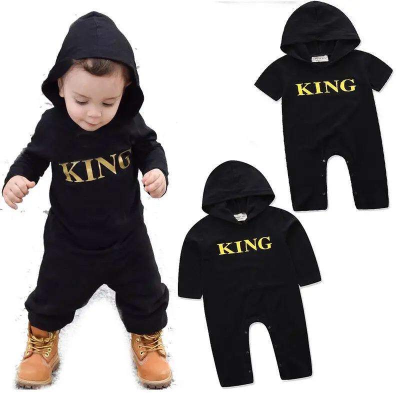 

Fahion Boy Newborn Infant Baby Boy Kid King Short Sleeve Hooded Romper Jumpsuit Clothes Outfits Hot 0-24M