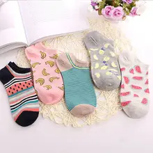 1 пара, милые повседневные хлопковые носки-лодочки, женские короткие носки с принтом в форме фруктов, мягкие удобные носки до щиколотки, яркие цвета