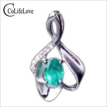 Элегантное серебряное изумрудное ожерелье с кулоном 0,5 карат натуральный изумруд с кулоном цельное 925 серебряное ожерелье с кулоном романтический подарок для девочки