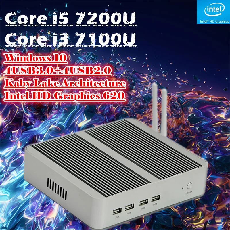 Lowest Price In Stock!Topton Noiseless Fanless Mini PC Intel Core i5 7200U/i3 7100U Intel HD Graphics 620 4USB3.0+4USB2.0 300M Wifi&bluetooth