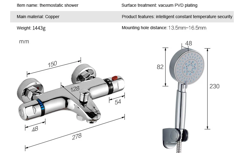 Бакала смеситель для душа набор Ванная комната термостатический смеситель хромированный смесителя W/ABS ручной душ настенный для душа