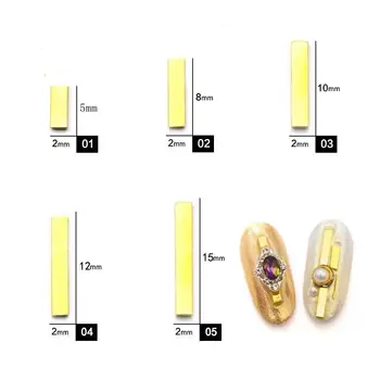 

3D Wholesale 500pcs/bag Gold and Silver Rectangle Brick Shape Metal Deco Nail Art Decoration