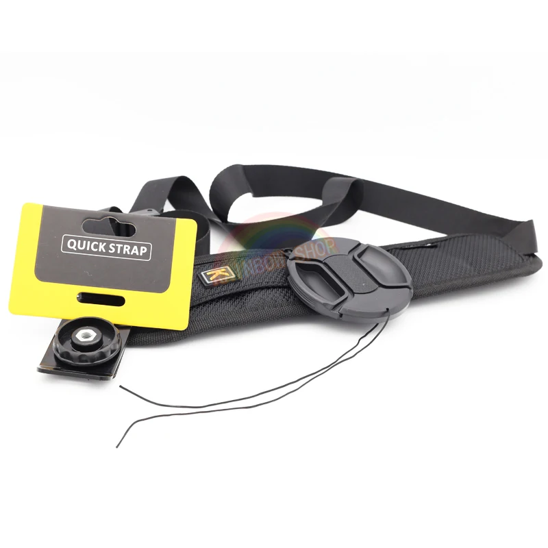 

2 in1 Single Shoulder Sling Belt Strap Quick K by hand fast gunman decompression strap and Lens cap for Digital SLR Canon Nikon