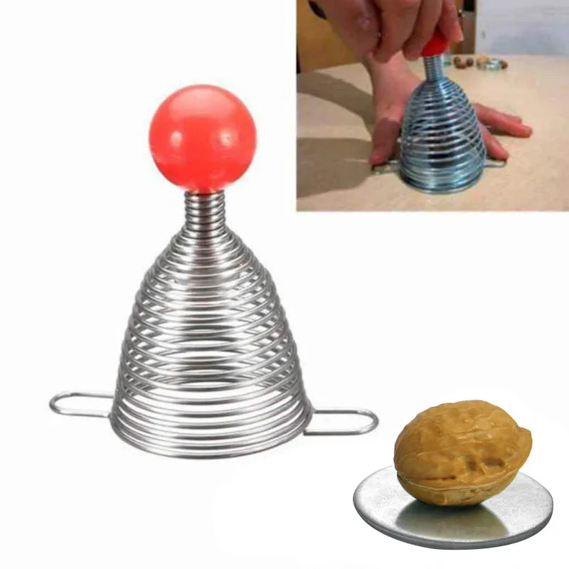 

Nut Cracker Stainless Steel Spiral Spring Metal Nutcracker Professional Walnut Open Tools E2S