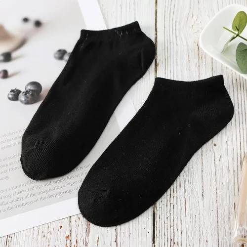 blackA 5 пар/лот = 10 штук однотонные женские хлопковые носки-лодочки женские носки ярких цветов модные летние носки хлопковые женские - Цвет: blackA