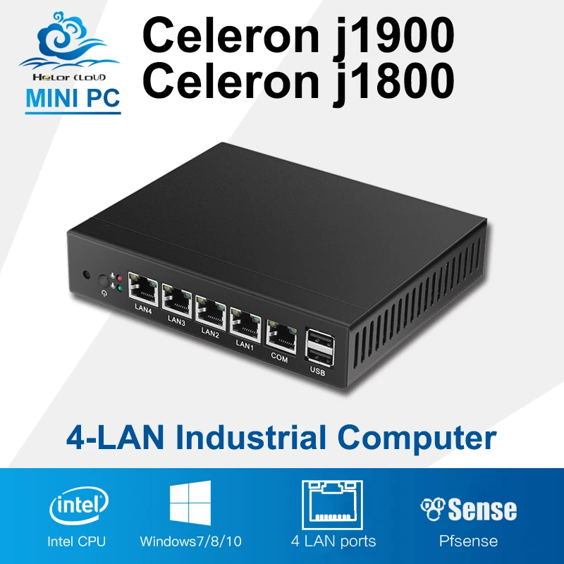 Mini PC Quad Core Tablet Fanless 4 LAN Router Firewall Celeron J1800 J1900 Windows 10 8