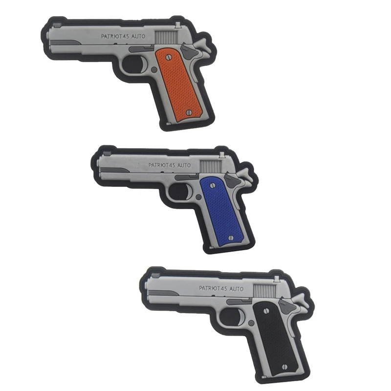 

Portable Badge patch 1pc Badge Pistol Shape PVC DIY Apparel Armband Clothes Backpack Hat Patch