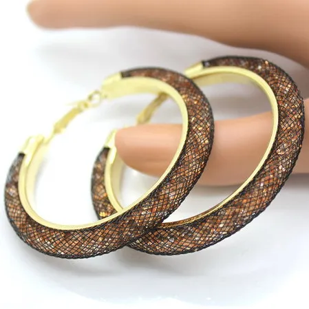 Интернет-магазины, Индия,, модные CC сетчатые большие серьги-кольца для женщин, Винтажные Ювелирные изделия с кристаллами, E1-10 - Окраска металла: E03