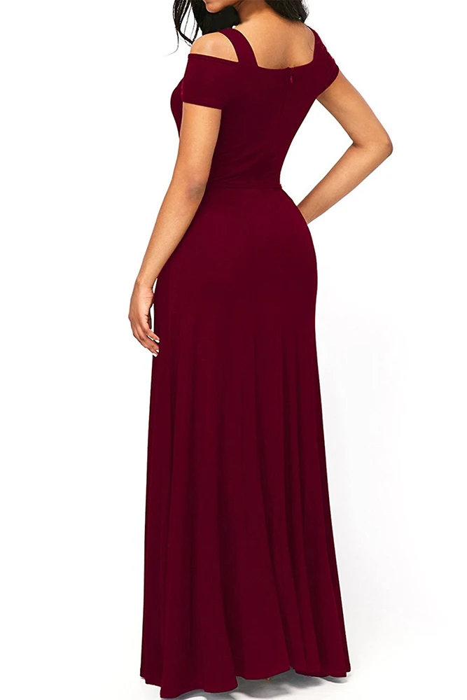 Burgundy-Cold-Shoulder-Front-Slit-Flare-Maxi-Dress-LC61752-3-2