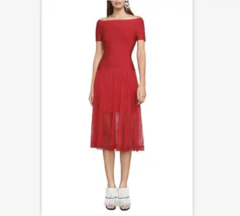 

3 Colors Top Quality Bandage Dress Black White Red Elegant Celebrity Party Dress Night Club Wedding Sexy Lace Dresses