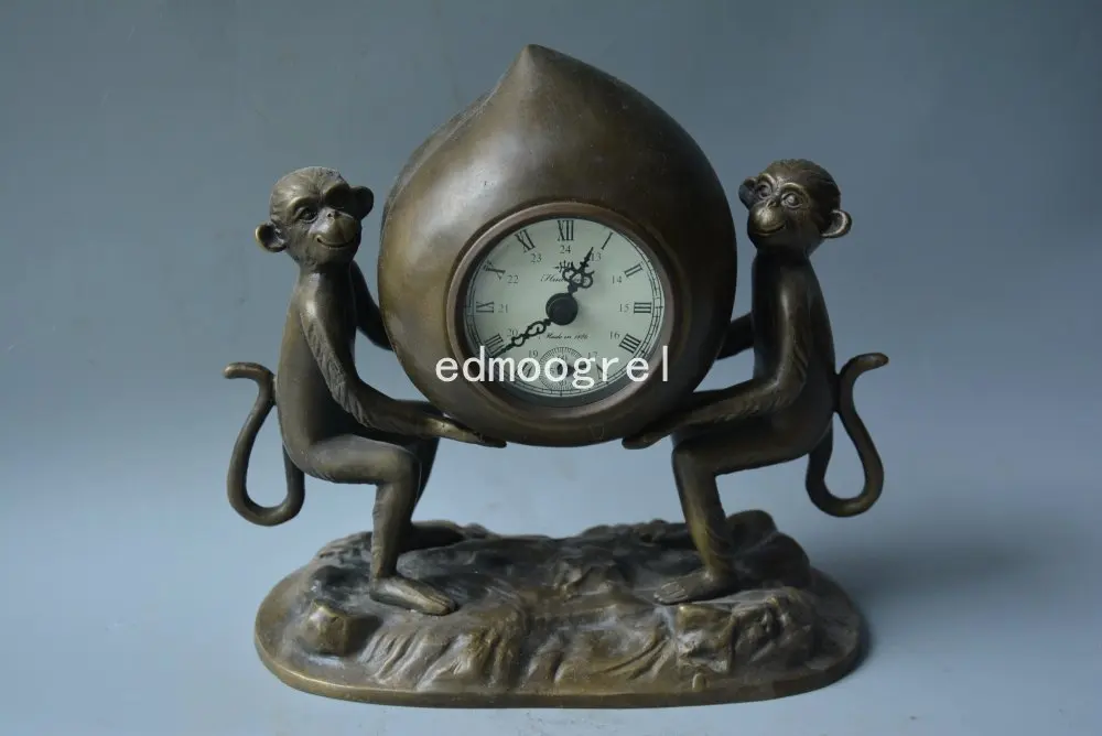 

Rare Old Qing Dynasty royal clock \ mechanical watch, table clock, Monkeys carry peaches, can work, Free shipping
