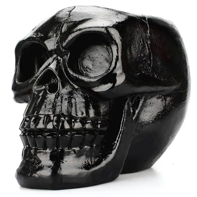 Black Skull Statue Jewelry Stationery Holder Makeup Storage Container Box Office Home Decoration | Канцтовары для офиса и дома