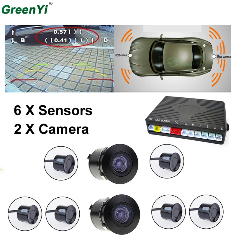 Car Video Parking Sensor System Show Front & Back Distance At The Same Time With 6 Sensors 2