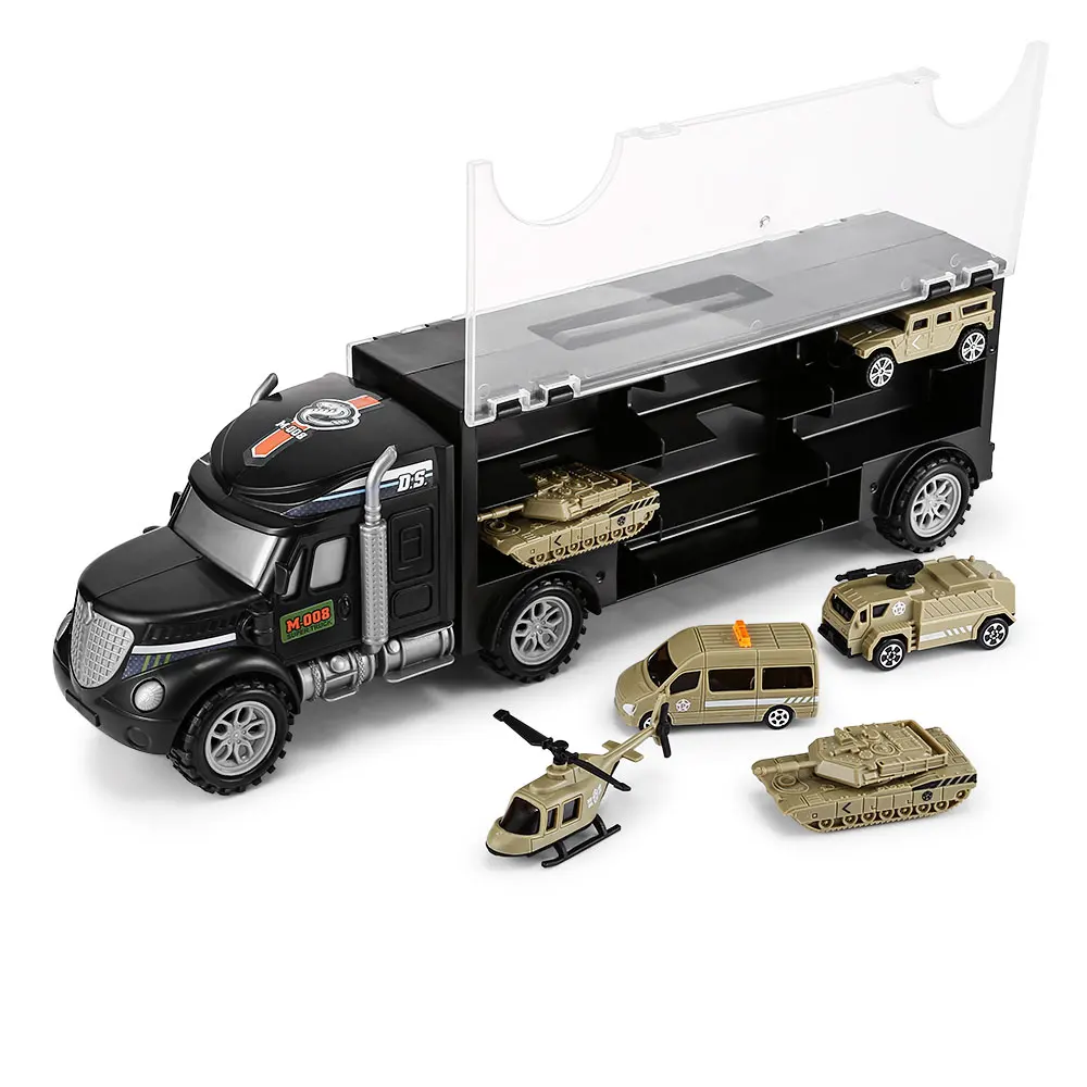 

1PCS Large Container Truck With 6Pcs Different Vehicles Advanced Large Military Container Truck Kids Trailer With 6 Cars Gifts