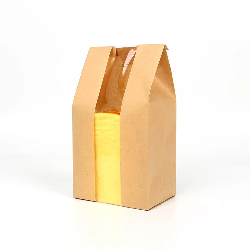 100 x Высококачественный коричневый бумажный пакет для хлеба с окном, упаковка для выпечки, Пончик для отдыха, пакеты для хлеба