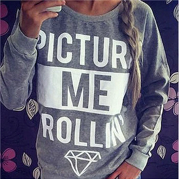 

autumn diamond letter print o-neck sweatshirt plus size basic pullover shirt S M L XL free shipping