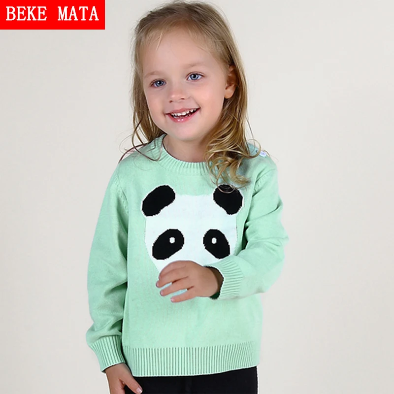 BEKE MATA Baby Girl Sweater Winter 2016 Casual Cartoon Panda Toddler Sweater Girls for Kids Warm 