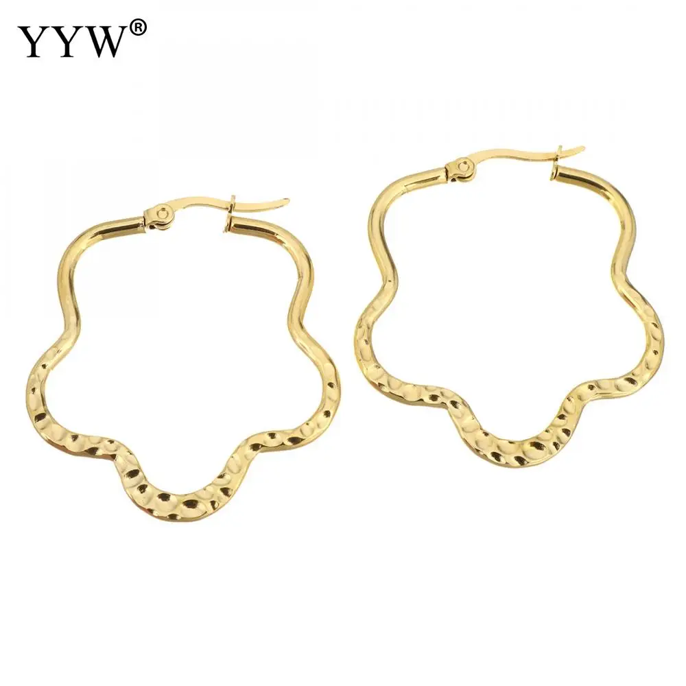 

Stainless Steel Hoop Earring gold color plated for woman Sold By Pair