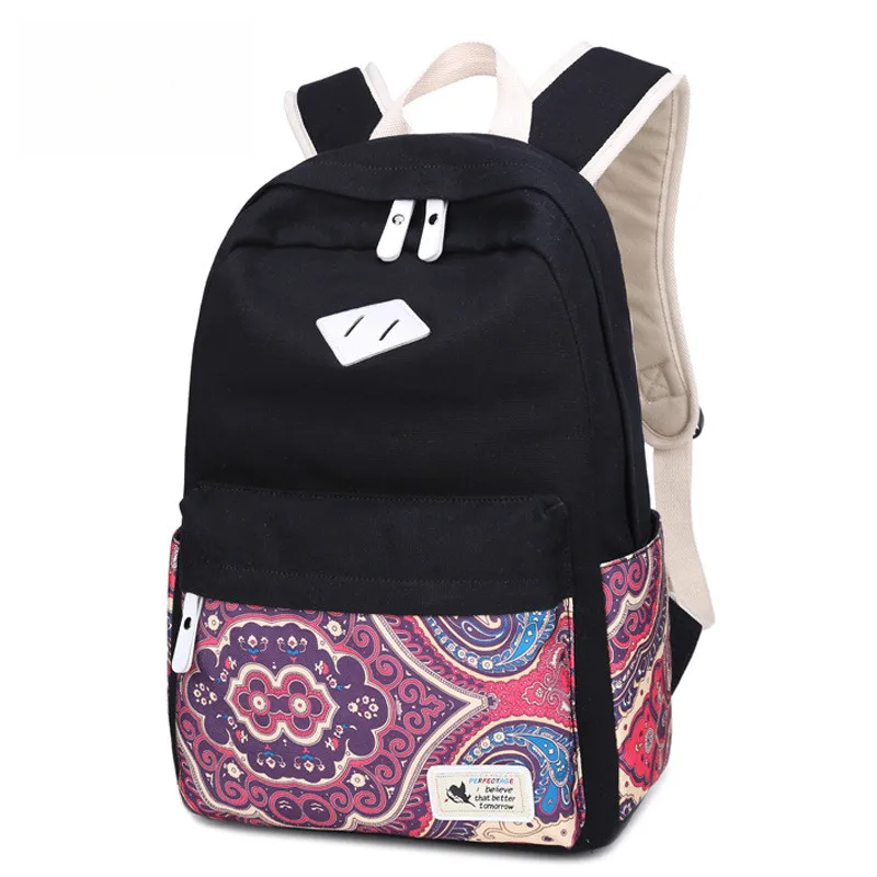 

Dot Printing women Backpack Vintage School Bags for Teenagers Girls Schoolbags Lady Canvas casual travel Rucksack Bagpack Bookag