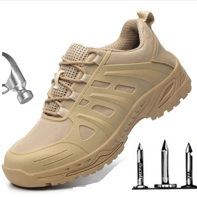 Unisex Desert Military Tactical Boots Steel Baotou Work Safety Shoes Luxury Designer Outdoor Non-slip Climbing Trekking Sneakers | Обувь