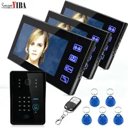 SmartYIBA 7 "RFID Card Reader 3 мониторы видео домофон для дома код безопасности пароль разблокировки видео дверь квартиры телефон