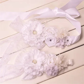 

8Sets/lot Peony Flower Sash Matching Baby Headband Pregnancy Sash Vintage Inspired Belt