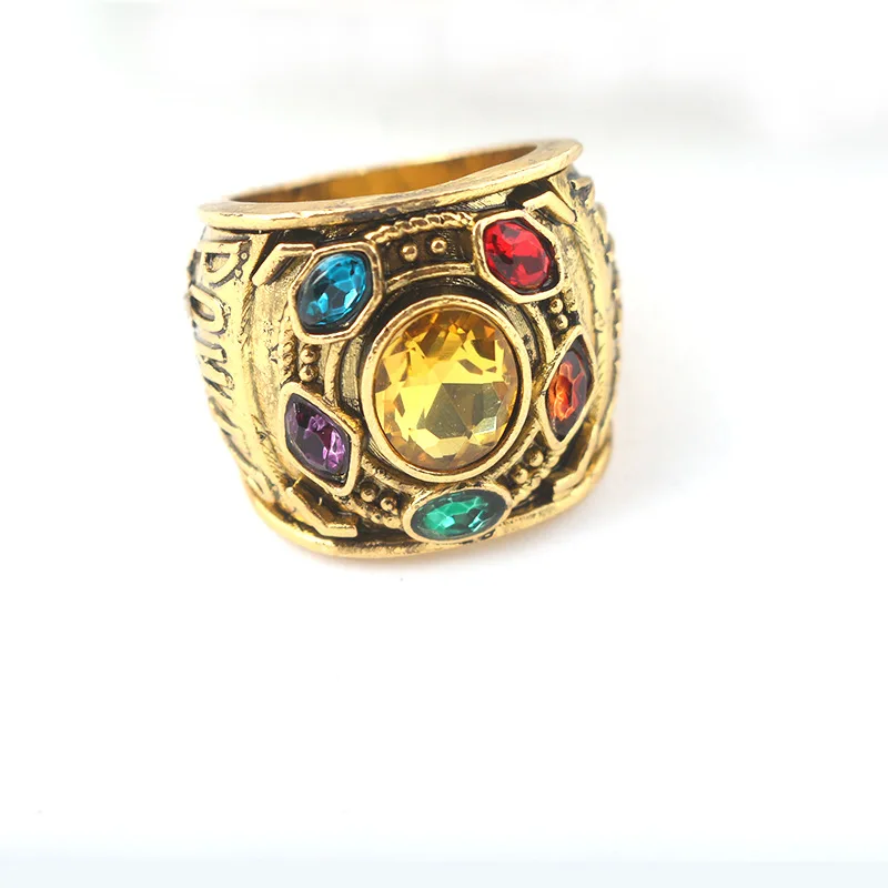 

Marvel Avengers Thanos Infinity Gauntlet Power Ring Men Women Gold Rings With Six Crystal Fashion Jewelry Dropshipping