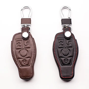 

black coffee color leather key cover for Mercedes-Benz W203 W210 W211 AMG W204 C E S CLS CLK CLA SLK 3 buttons car key case