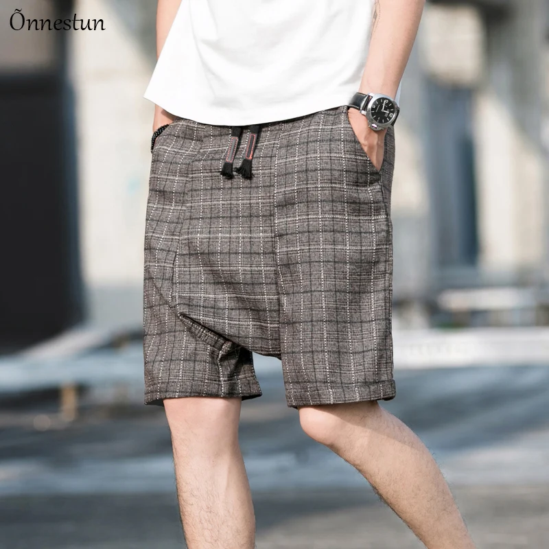 Onnestun летние новые решетки х/б мужские шорты Slim Fit до колена повседневная мужская одежда Высокое качество плюс размер Harlan шорты мужские