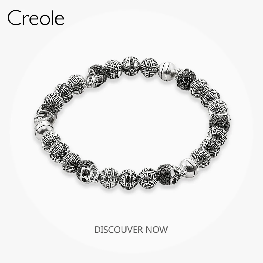 

Bracelet Cross and Skull,2019 Fashion Jewelry 925 Sterling Silver Punk Unisex Accessory Glamorous Rebels Gift For Men Women