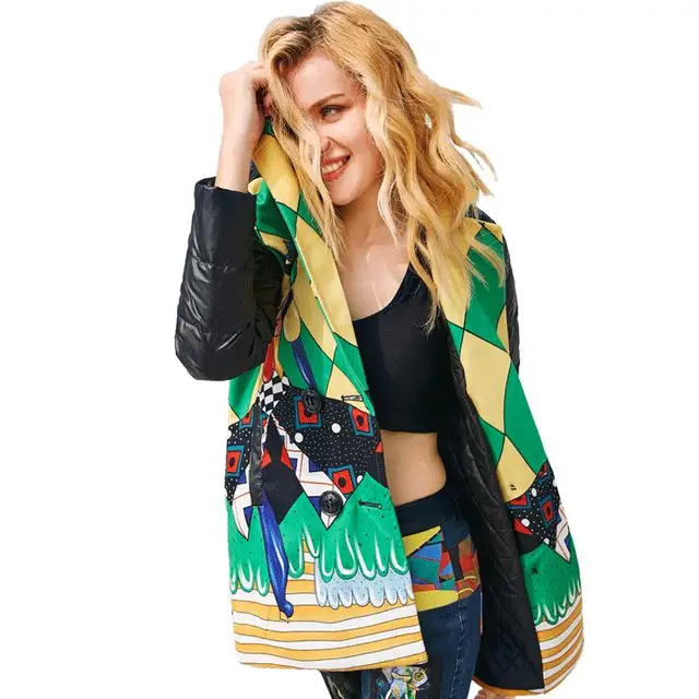 Best price at $122 Cheap 2016 winter new European style double breasted feather stitching cotton padded jacket female fashion padded