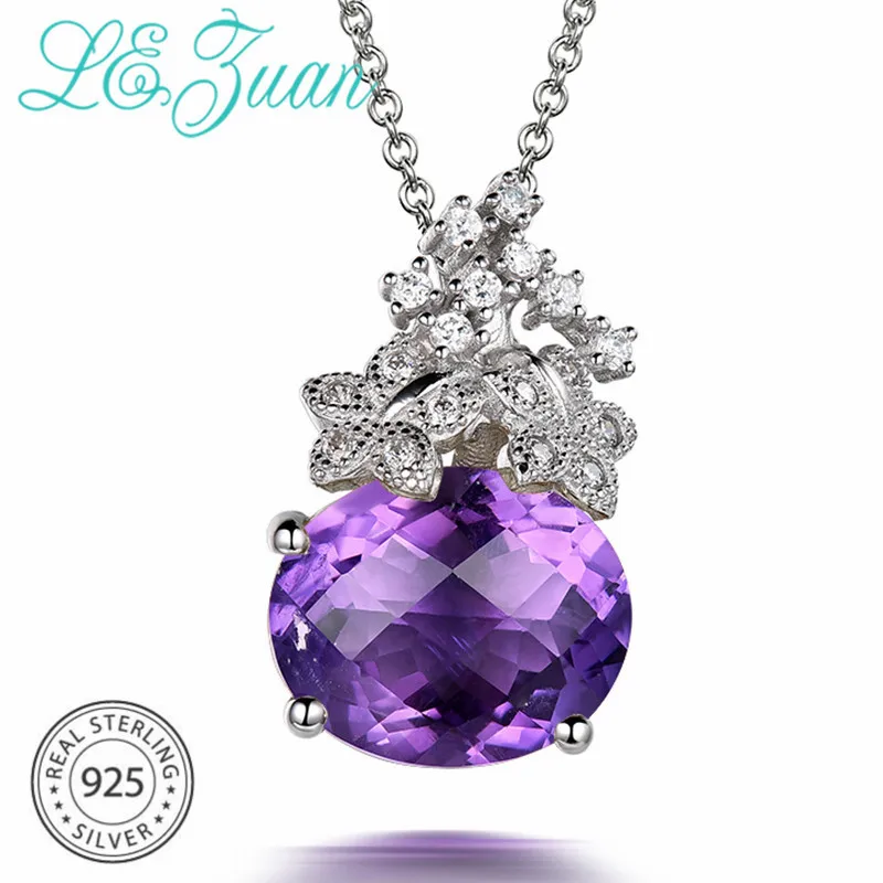 L &amp zuan 4 71ct кулон из серебра 925 пробы с натуральным аметистом роскошные ювелирные
