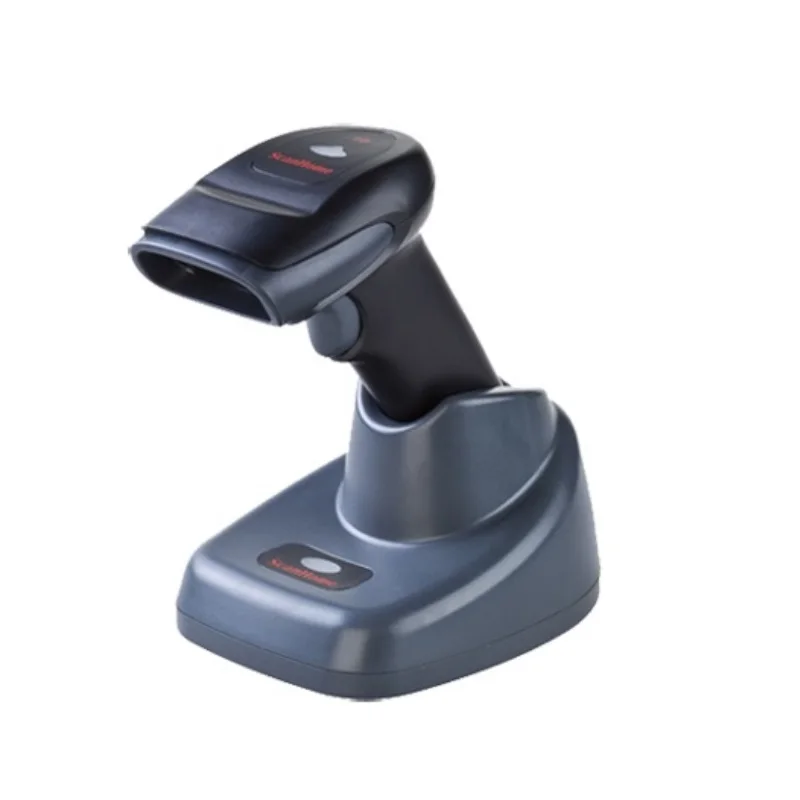 اللاسلكية الباركود ماسحة USB و RS232 ميناء 1D قارئ شفرة التّعرّف شريط ليزر رمز بندقية مع حامل شاحن لاسلكي استقبال 3 في 1
