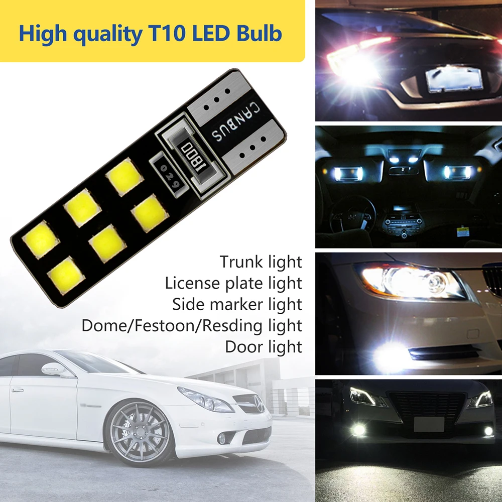 2 шт. T10 led CANBUS 12led 5730smd светодиодный автомобильный светильник t10 w5w led широкий Ширина светильник лампа без ошибки 12V Горячая распродажа