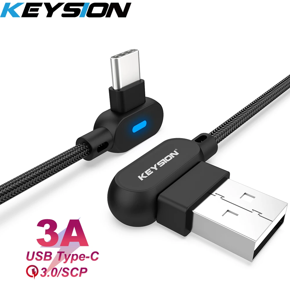 

KEYSION L-Type USB Type-C Cable for xiaomi Mi 9T redmi note 7 USB-C Fast Charging Phone Cable for Samsung S10 S9 S8 Plus A50 70