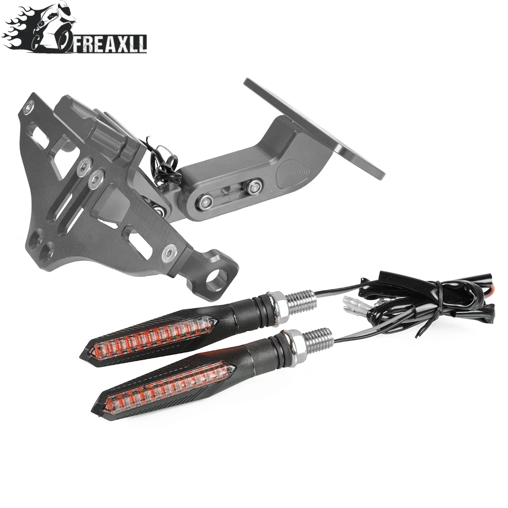 

Universal Motorcycle License Plate Bracket Holder With LED Light For BMW R1200GS ADVENTURE R1200ST R1200S HP2 SPORT C600SPORT
