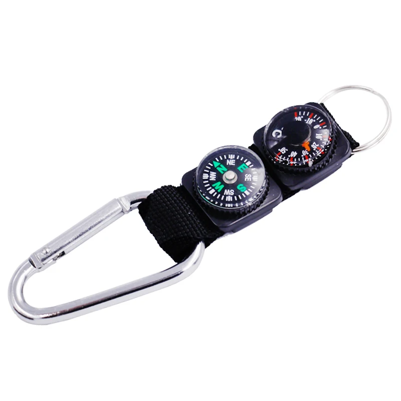 Многофункциональный брелок с компасом, термометр, вешалка, кольцо для ключей, датчик температуры, полезный для наружного кемпинга, карабин, Скидка 40
