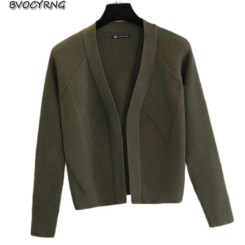 2019 Solid color short section outside slim knit cardigan coat female jacket spring and autumn sweater v neck tops A1175 |