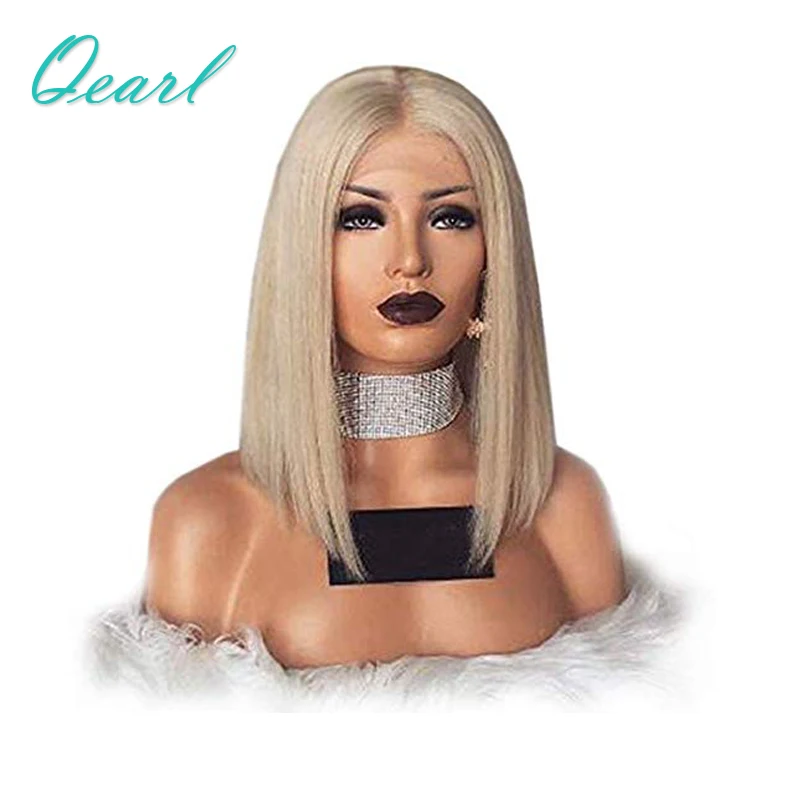 Platinum Blonde Bob Human Hair Wig Straight Brazilian Full ...