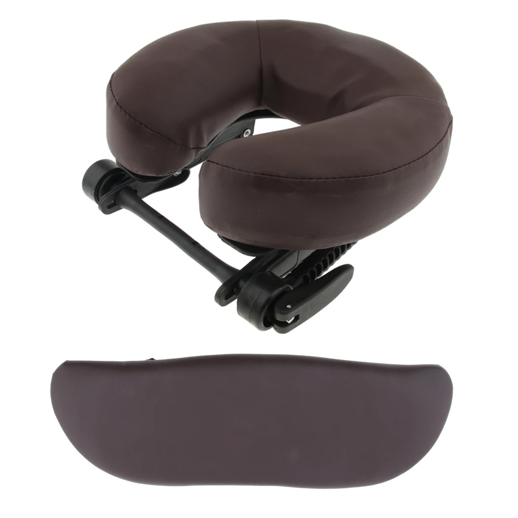 Adjustable Height Face Cradle + Foam Facial Rest Down Cushion + PU Leather Arm Support Pillow Set For Massage Table Bed