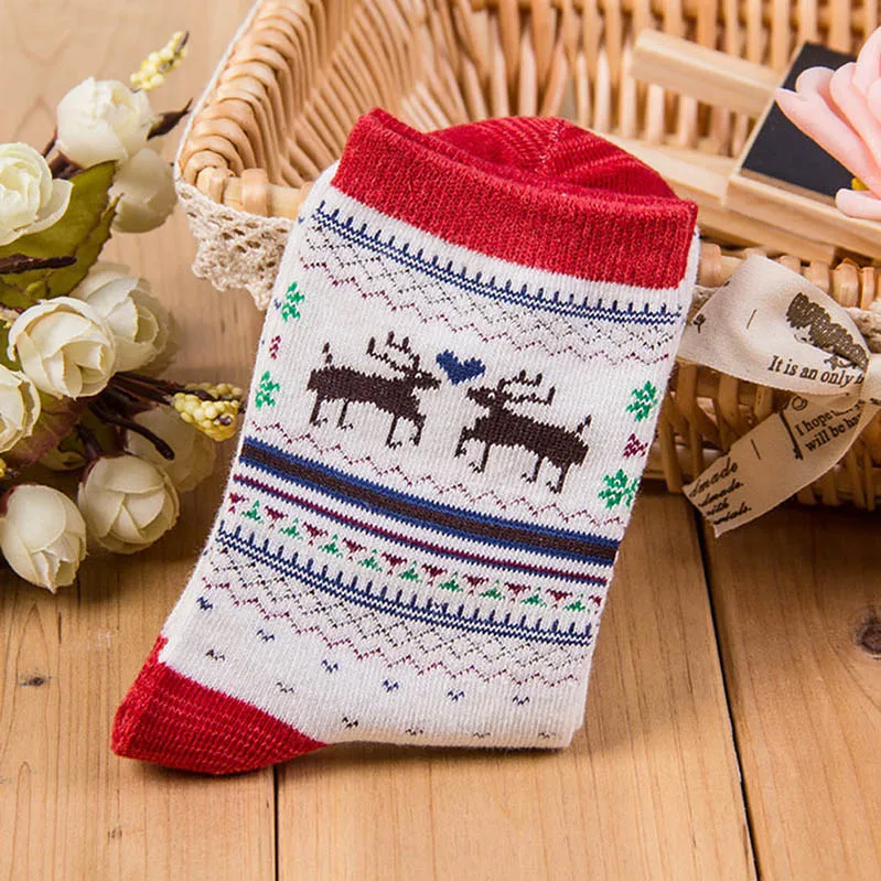 5 пар Рождественский олень носки Для женщин мультфильм смешной Повседневное трикотажные хлопковые носки Женская зимняя обувь теплые шорты