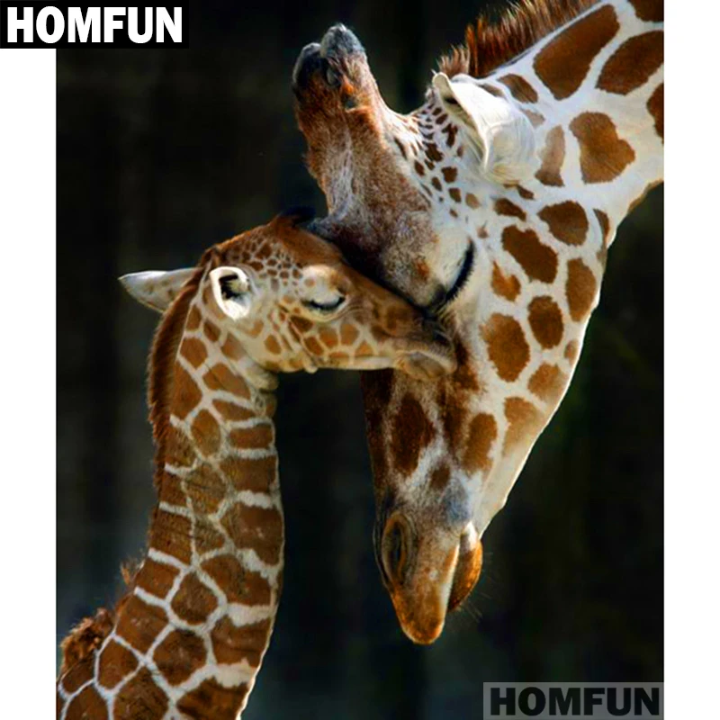 HOMFUN Full Square/Round Drill 5D DIY Diamond Painting "Giraffe family" Embroidery Cross Stitch 5D Home Decor Gift A01645|round drill|5d diy diamond5d diy - AliExpress